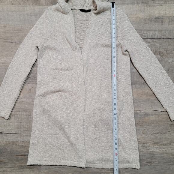 Jenni Kayne Long Oversized Linen Hooded Cardigan Sweater Size XS Pockets Oatmeal - Picture 7 of 8